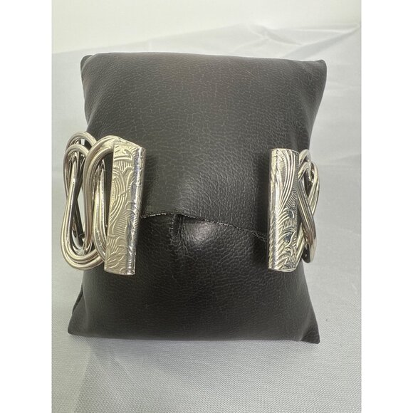 Silver Toned Celtic Twisted Wire Cuff Bracelet - Picture 3 of 4